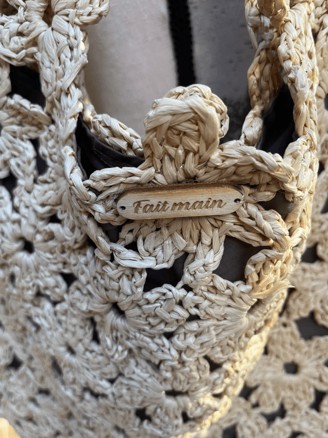 Sac "Fleur" fait main en raphia souple