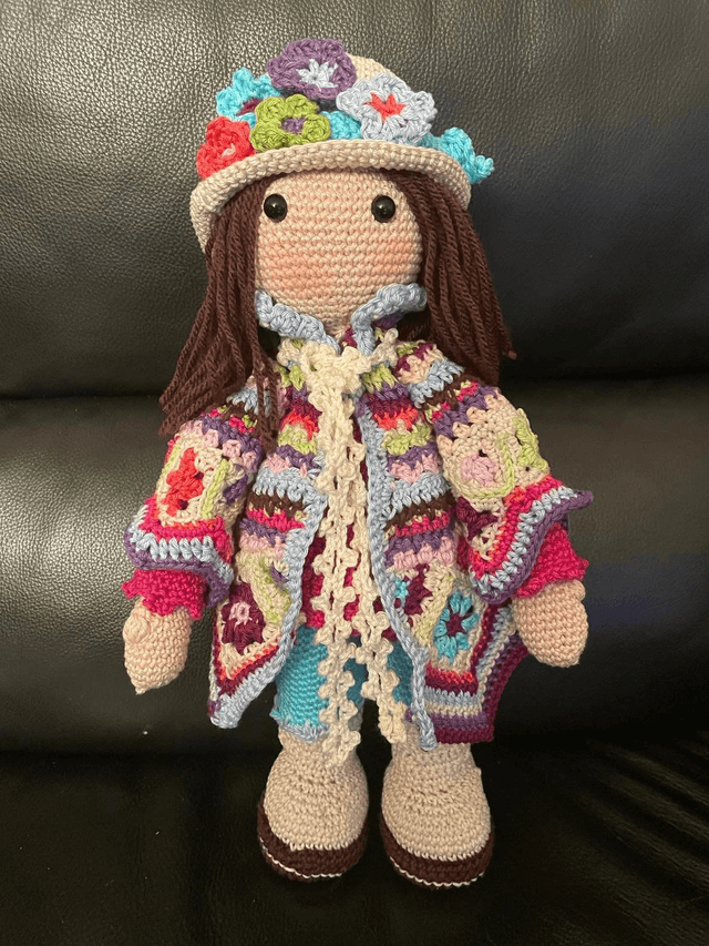 Poupée chiffon Hippie faite au crochet
