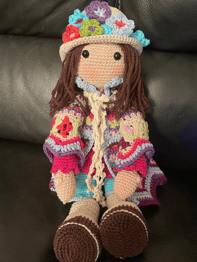 Poupée chiffon Hippie faite au crochet