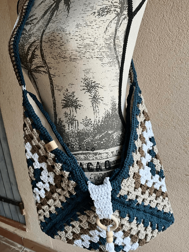 Sac carré granny crochet