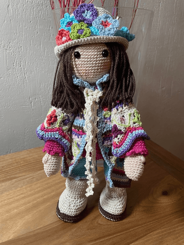 Poupée chiffon Hippie faite au crochet